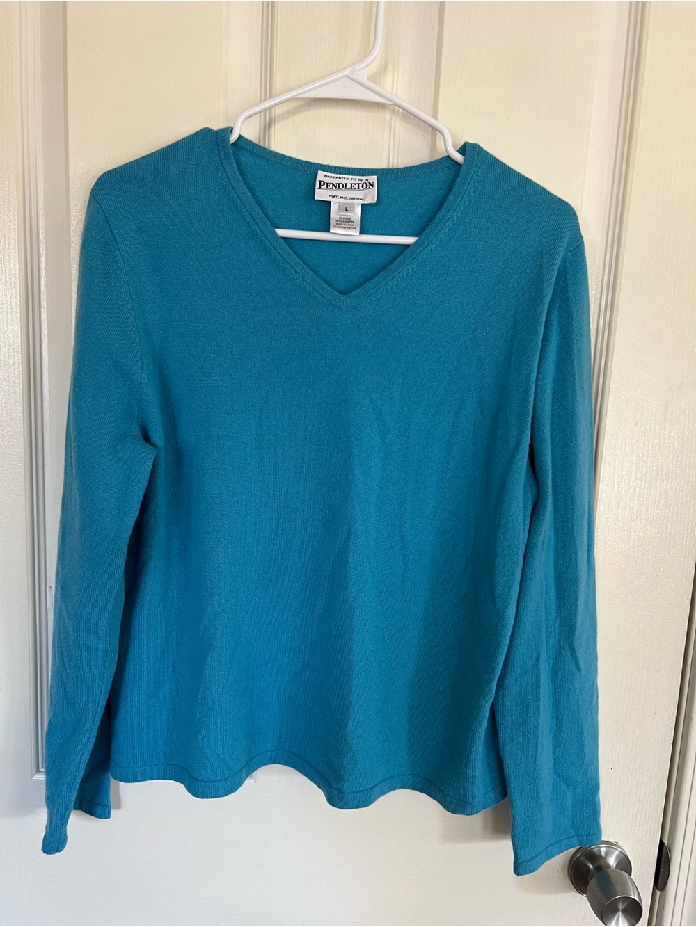 Pendleton Women’s Large 100% Cashmere Teal V Neck Sweater